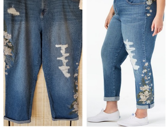 Style & Co. Denim - NWT Floral Embroidered Boyfriend Ankle Jeans (24W)